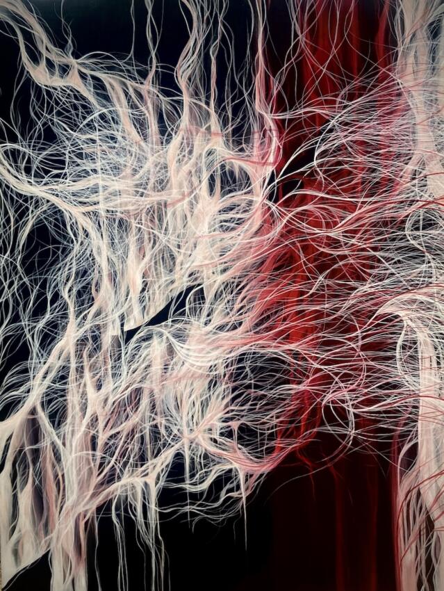 Divergence SOLD 2002 remastered 2022 48h x 36w in. oil on canvas